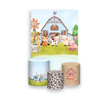 Imagem de Painel De Festa Vertical 1,50 x 2,20 + Trio De Capas Cilindro - Fazend