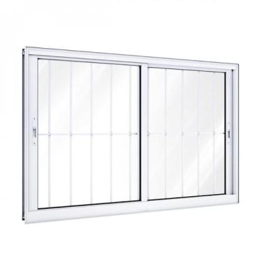 Imagem de Janela de Alumínio de Correr 100x120cm 2 Folhas com Grade Lucasa