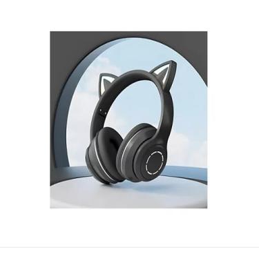 Imagem de Fone De Ouvido Sem Fio De Gatinho Colorido Com Led LEF-1037 (preto)