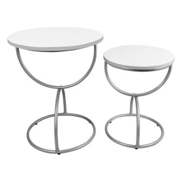 Imagem de Conjunto Mesa Lateral Lancaster - Genus Móveis, Prata Branco