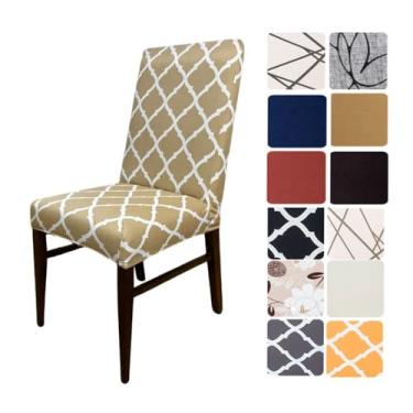Imagem de Kit 4 Capas Cadeiras De Jantar Spandex Importado Elástico- Várias Estampas (Luxo Bege)