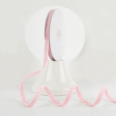 Imagem de MEEDEE Fita de veludo rosa claro 9,5 cm fita de veludo dupla face 2 rolos 20 metros fita de veludo blush para ornamentos, embrulho de presente, decorações de árvore de Natal, guirlanda rústica,