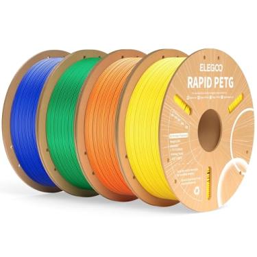 Imagem de ELEGOO Pacote Rápido de Filamento Petg de 1,75 Mm 4Kg, Alta Velocidade 30-600Mm/S Precisão de Filamento de Impressora 3D +/- 0,02 Mm, Carretel de Papelão de 1Kg(2,2 Libras) Adequado para A Maioria Das