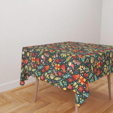 Imagem de Toalha De Mesa Quadrada 4 Lugares Tecido Oxford Elementos Diversos Nat