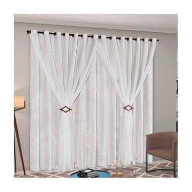Imagem de Cortina Cetim Voil Cecília 4,00x2,50 - CASA CHIC Enxovais, Branco 