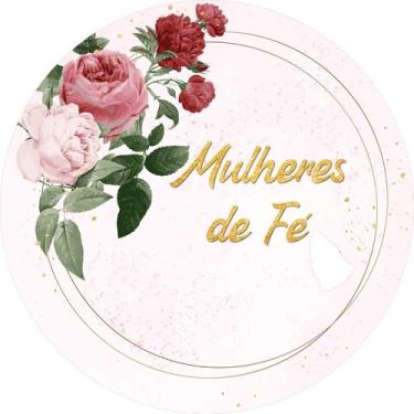 Imagem de Painel De Festa Redondo 1,50x1,50 - Religioso Geométrico Flores Rosa M