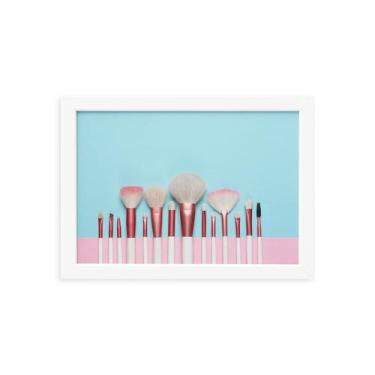Imagem de Quadro Pincéis de Maquiagem Moldura Branca 22x32cm - Quartinhos