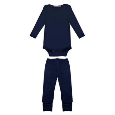 Imagem de Conjunto Térmico Baby Unissex - Cor De Cacau, P, Azul marinho