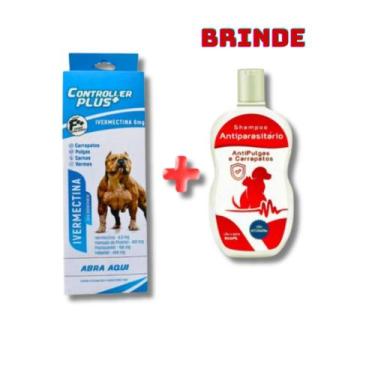 Imagem de Anti carrapato Pulga Verme Sarna 48 comp 30kg + Shampoo - controller p