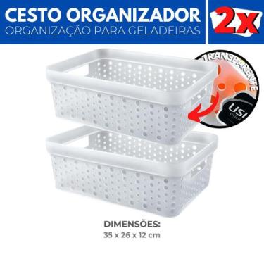 Imagem de Kit 2 Organizador Geladeira Cesto Transparente Cozinha 11L - Usual Uti