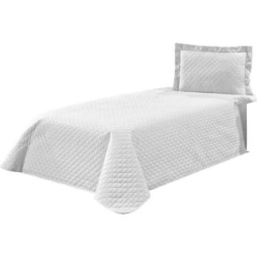 Imagem de Cobre Leito Solteiro Kaique 02 Peças Liso Ideal Cama Box branco - Tati