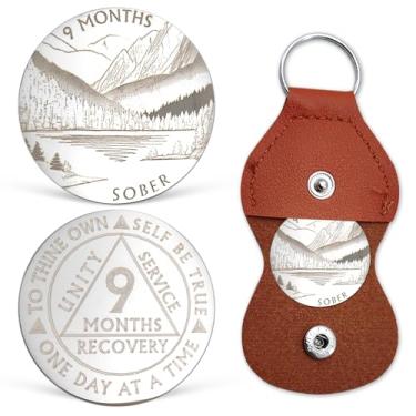 Imagem de Moeda de sobriedade de 9 meses com chip AA Medalhões One Day at A Time Recovery Coin Alcoólicos Anônimos Presentes de Sobriedade de Nove Meses Presentes de Sobriedade para Homens e Mulheres