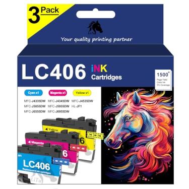Imagem de LiTuhorse LC406 LC4063PKS LC406CS LC406MS LC406YS Pacote com 3 cartuchos de tinta colorida LC 406 para impressora Brother MFC-J4335DW MFC-J4345DW MFC-J4535DW MFC-J5855DW MFC-J5955DW MFC-J6555DW
