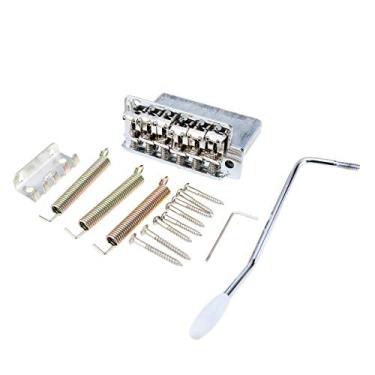 Imagem de Musiclily Pro Estilo Vintage Ponte Guitarra Tremolo com Saddles Aço de 56,5 mm para Vintage Fender American ST,Cromado