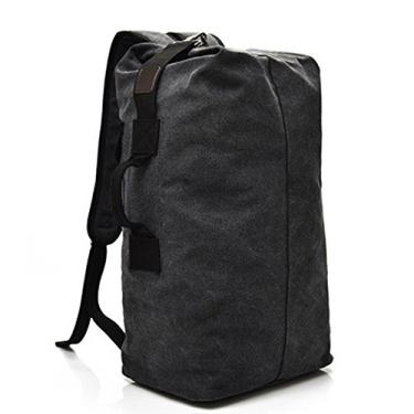 Imagem de Mochila de lona com alça dupla e alça superior para viagem militar, Macio, Black big