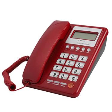 Imagem de Telefone com fio vermelho com fio com identificador de chamadas, conexão de linha única, telefone fixo vintage grande para casa, hotel, escritório, ideal para idosos