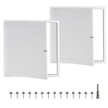 Imagem de Silrubsups Pacote com 2 painéis de acesso de metal espessos de 1 mm para drywall 61 x 61 cm, porta do sótão, teto com chave (61 x 61 cm