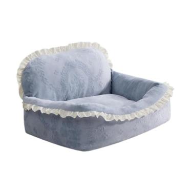 Imagem de Dualoai Cama para cachorro e gato, sofá com fundo antiderrapante, confortável, decoração fofa, moda outono inverno para ambientes internos, encosto para canil, Cinza Azul