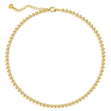 Imagem de WEARON Gargantilha feminina banhada a ouro 18 K com contas delicadas, gene fígaro, coração, espinha de peixe, clipe de papel, gargantilha delicada, presente para mulheres, Latão, Sem Pedra Preciosa