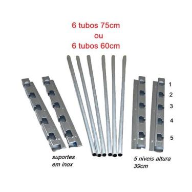 Imagem de suporte de inox para grelhas e espetos para churrasqueiras com tubos a