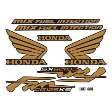 Imagem de Adesivo Kit Faixa Lateral Moto Honda Cg Fan 125 Ks Dourado - Resitank