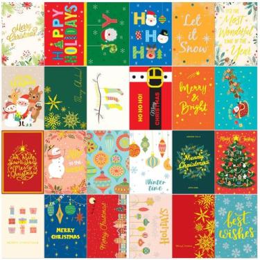Imagem de Cartões de Natal com Glitter Dourado SPIRITDUST - Pacote com 24 Envelo