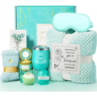 Imagem de Cesta de Presentes Kalokey para Mulheres - Aniversário com Cobertor de