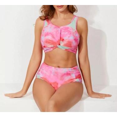 Imagem de N0270-Biquíni Bikini Top Cropped Cintura Alta Hotpants Retrô Luxo - Xu