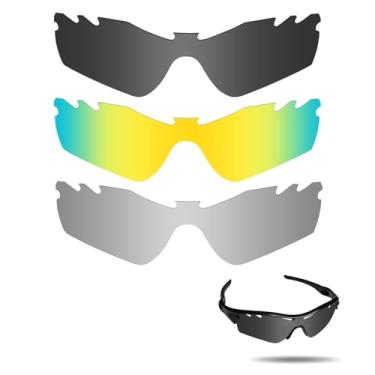 Imagem de Fiskr Lentes polarizadas de substituição para óculos de sol Oakley Radar Path ventilados com resistência a impactos, proteção contra raios UV e proteção multifuncional (preto furtivo, prata metálica e
