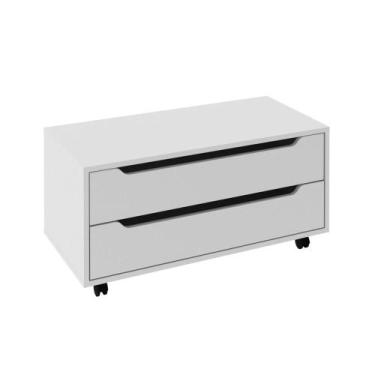 Imagem de Balcão Gabinete 80cm com 2 Gavetas e Rodízio BN3643 Branco - Tecno - T