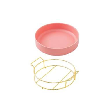 Imagem de Prato de confeitaria de cerâmica de ferro forjado, prato de sobremesa de salada de frutas de hotel - rosa semi-claro - suporte de pratos de 20 cm