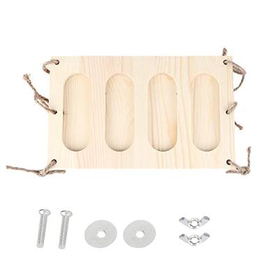 Imagem de GLOGLOW Suporte para alimentador de feno de coelho, suporte dobrável de madeira para animais de estimação, dispensador de feno para pequenos animais, chinchilas, porquinho-da-índia (G)