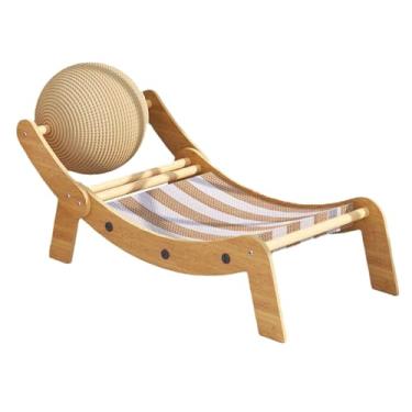 Imagem de Espreguiçadeira para Gatos,Cadeira Arranhadora Com Bola De Brinquedo - Cama Elevada Para Animais De Estimação Resistente Ao Desgaste Para Varanda Terraço Interior Exterior Praia Tomar Sol