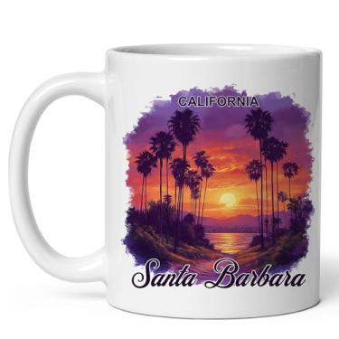 Imagem de No Thorns Media Caneca Santa Barbara Califórnia 325 ml Cerâmica Branca Caneca de Café Bonita para Lembrança Viagem Presente Casa Escritório Cozinha ID44991