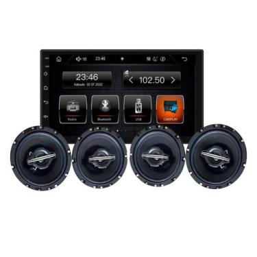 Imagem de Kit Central Multimídia 7" Polegadas 2Din + 4 Alto Falantes 6.5" 50W Ro