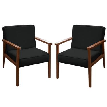 Imagem de Kit 2 Poltronas Decorativa Recepção Vitória Corino Preto