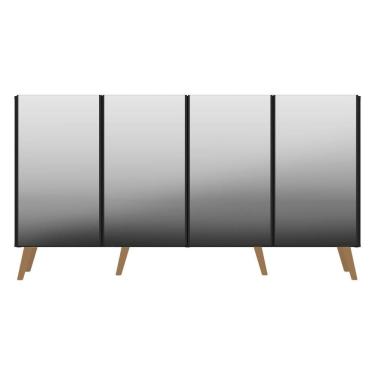 Imagem de Aparador Buffet Retrô Com Espelho Multimóveis Preto/natural