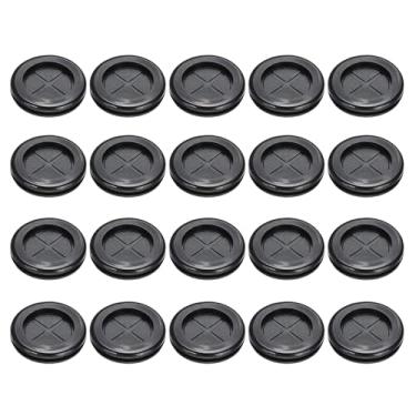 Imagem de PATIKIL Ilhós de borracha 2,5 cm, 20 peças de cabos redondos de dois lados com ilhós, capa de orifício, organizador de arame de mesa flexível para escritório, casa, mesa, bancada, preto