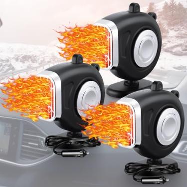 Imagem de Tujoe 3 peças de aquecedor de carro 12 V 150 W que se conecta ao isqueiro 2 em 1 aquecedor portátil de carro e descongelador 12 V aquecedor de espaço para carro preto aquecedor de carro para janela de