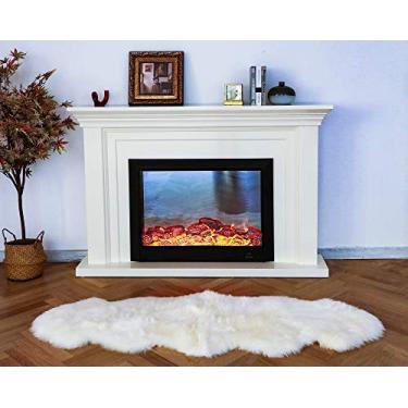 Imagem de WaySoft Tapete de pele de carneiro original da Nova Zelândia, tapete de pele luxuoso para quarto, tapete fofo para sala de estar (60 cm x 1,80 m, natural)