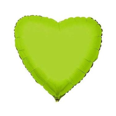 Imagem de Balão de Festa Metalizado 20" 50cm - Coração Verde Limão - 01 Unidade 