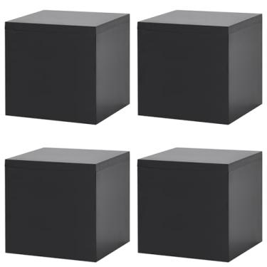 Imagem de Dayaanee Cubo quadrado de plástico acrílico preto, pacote com 4, caixa de acrílico pequena com tampa, caixas de armazenamento de 120 x 120 x 120 x 120 mm, recipientes organizadores para comprimidos de