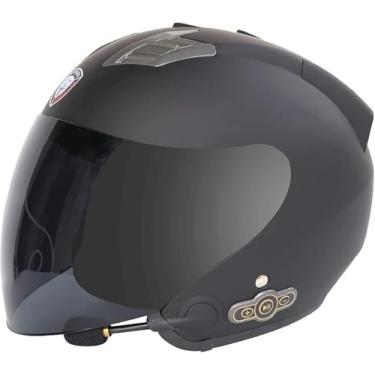 Imagem de Capacete Bluetooth Para Motocicleta Capacete Retro 3/4 Half Helmet Com Microfone Bluetooth Alto-falantes Duplos Embutidos Aprovado Pela Ece, D, M