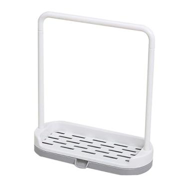 Imagem de Pia de cozinha portador de esponja de panos de pano de prato de secagem Organizador de bancada de bancada Stando de toalha multiuso para a pia da cozinha plástico 17x7x19.5cm (Cinza)