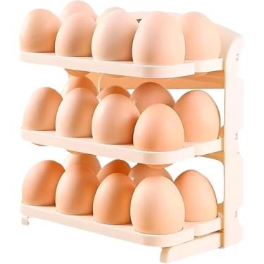 Imagem de Organizador Porta‑Ovos Dobrável 3 Andares – Armazena 24 Ovos, Plástico Resistente, Compacto para Cozinha e Geladeira