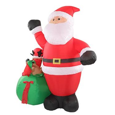 Imagem de Akozon Akozon Inflável Papai Elk Com Luzes LED - Decoração de Natal à Prova de Intempéries para Lawn & Yard - Fofo Papai e Rena para Festividades de Férias (Plugue dos EUA 100-240V)