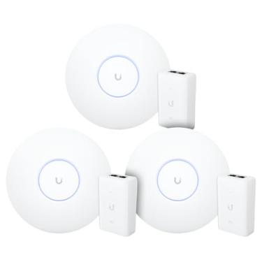 Imagem de 3 Roteadores Wi-Fi 6 Access Point 3.0 Gbps + 3 Injetores PoE+ | 3 U6+ Ubiquiti Com 3 Fontes 48V 30W