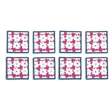 Imagem de DEMDACO Guardanapos de coquetel reutilizáveis de pano absorvente da coleção Design Serving 12,7 cm quadrado de fibra de poliéster Fushia Floral conjunto de 8