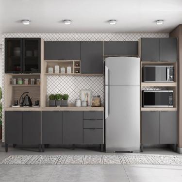 Imagem de Cozinha Compacta Firenze FI0001 Avena Touch Grafito Demóbile