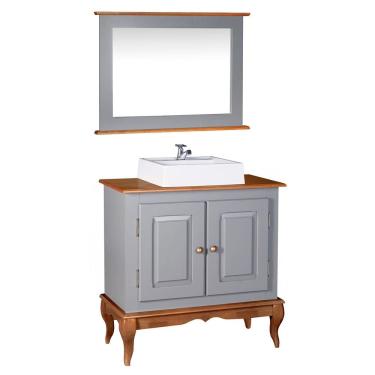 Imagem de Gabinete para Banheiro com Cuba e Espelheira Dália 3050 - Cinza/Imbuia Glazer